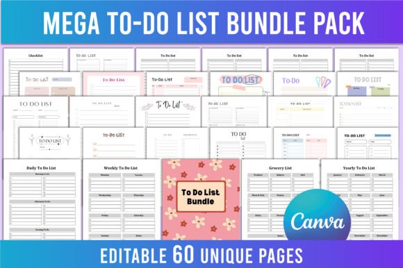 Download Editable Mega to Do List Bundle Pack KDP - Premium Resources